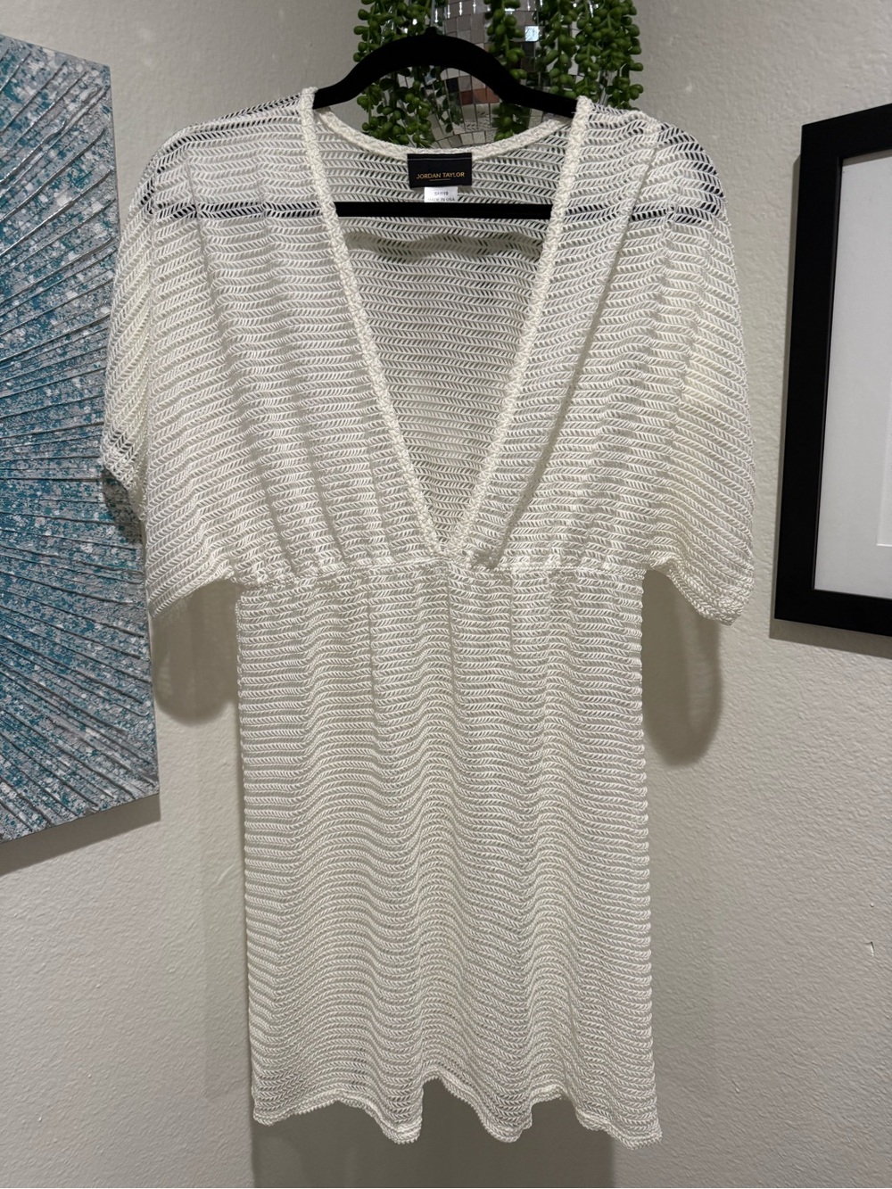 Jordan Taylor White Crochet Open Knit Swim Cover Up Dress L - Never Worn